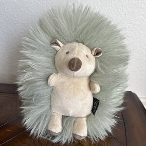 FAO Schwarz Hedgehog 10 Inch Stuffed Animal Plush Mint Green‎ Cream Soft Eyes
